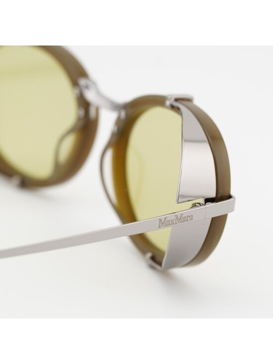 MaxMara SELMA MM0103 96N Sunglasses Shiny Dark Green Oval Frame, Green Lenses main image 5